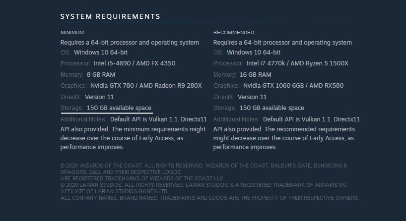baldur's gate 3 system requirements