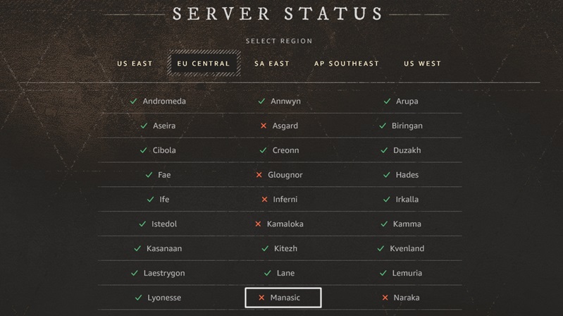 New World - Server Status