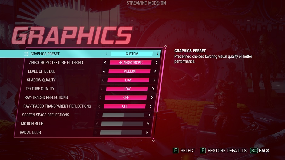 Marvel Guardians of the Galaxy Graphics Settings