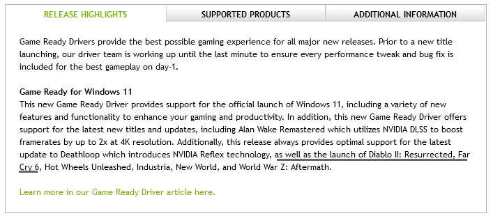 Nvidia Driver for Far Cry 6