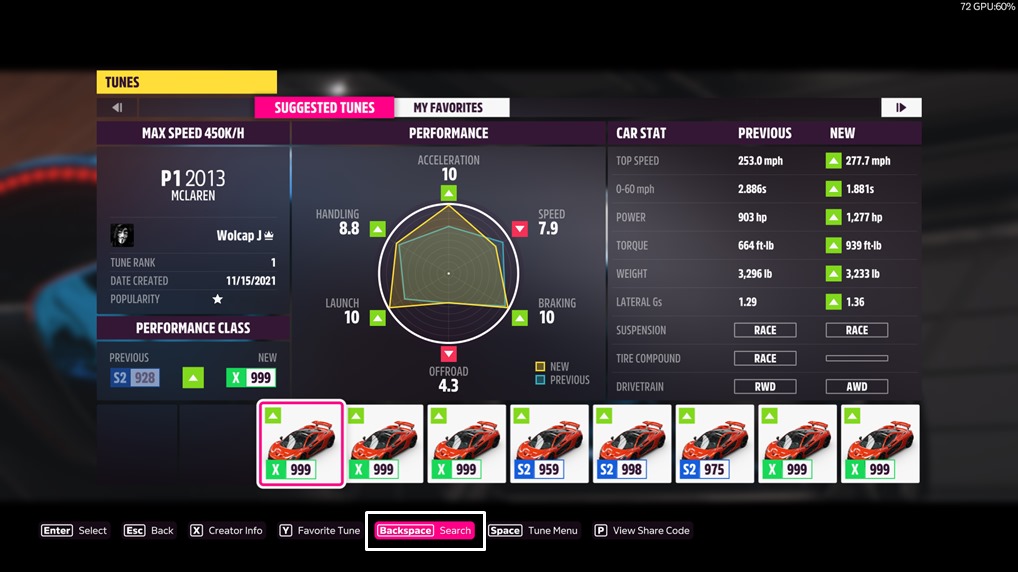 Forza Horizon 5 How to enter Tuning code