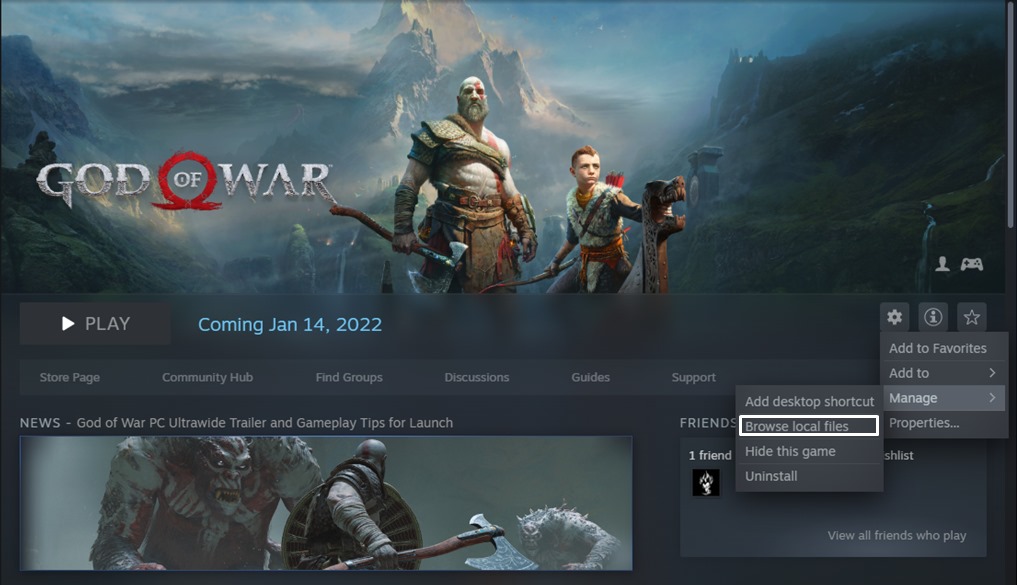 How to find the God of War executable file