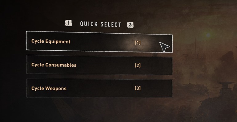 Dying Light 2 Quick select controls