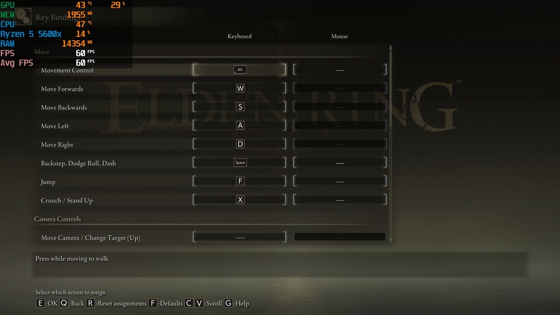 Elden Ring Mouse and Keyboard Controls