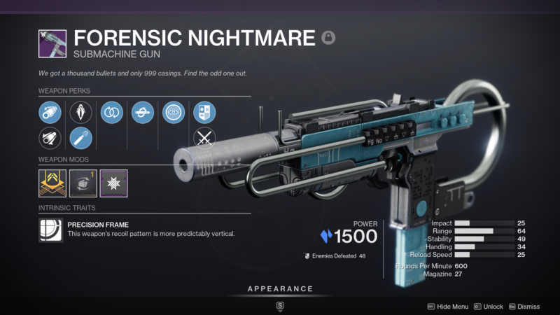 forensic nightmare in destiny 2