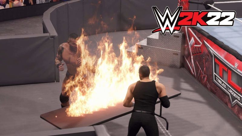 how to start a fire on table in WWE 2k22