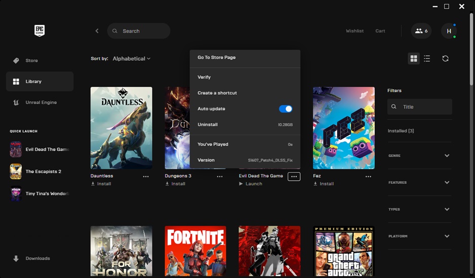 How to Verify Evil Dead on Epic Games Launcher