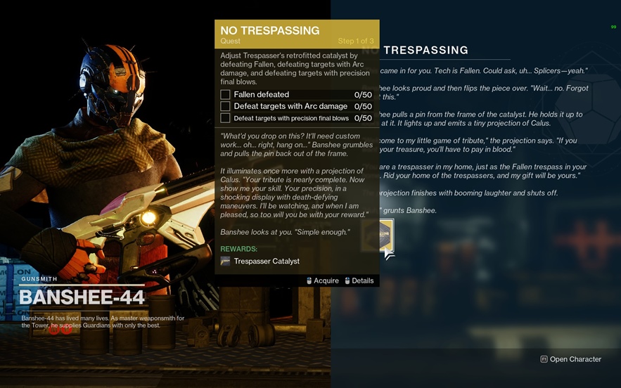 How to get Trespasser Catalyst in Destiny 2