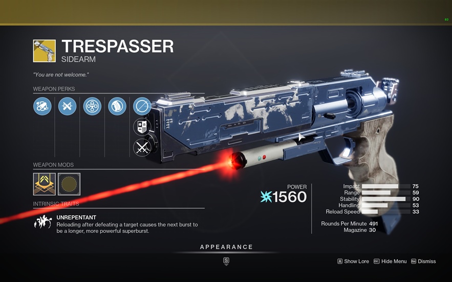 Trespasser Details - Destiny 2