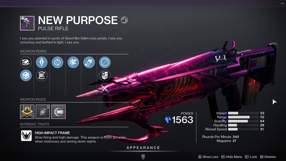 New Purpose Pulse Rifle - Destiny 2