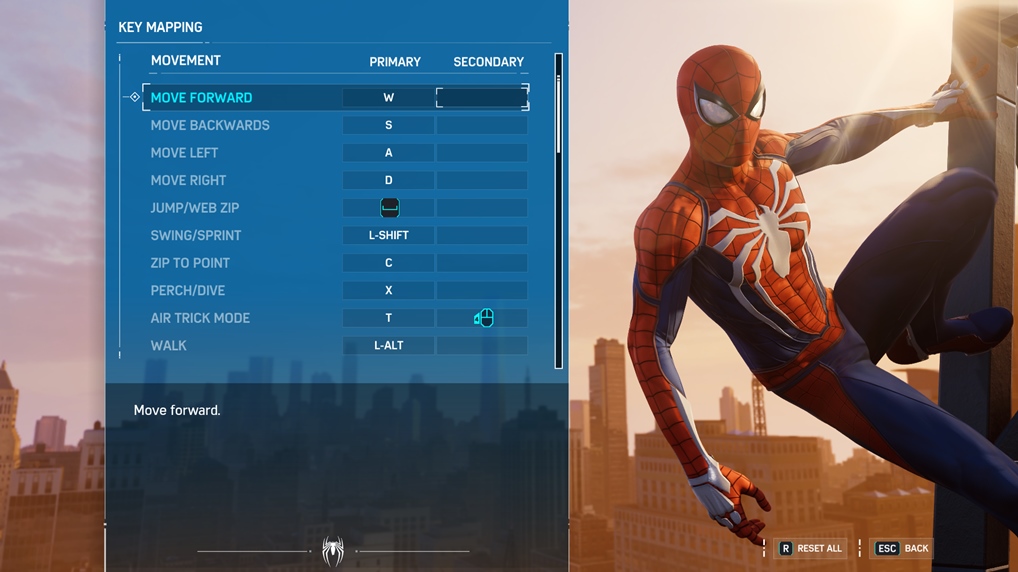 Spider-Man PC Controls for Keyboard and Mouse