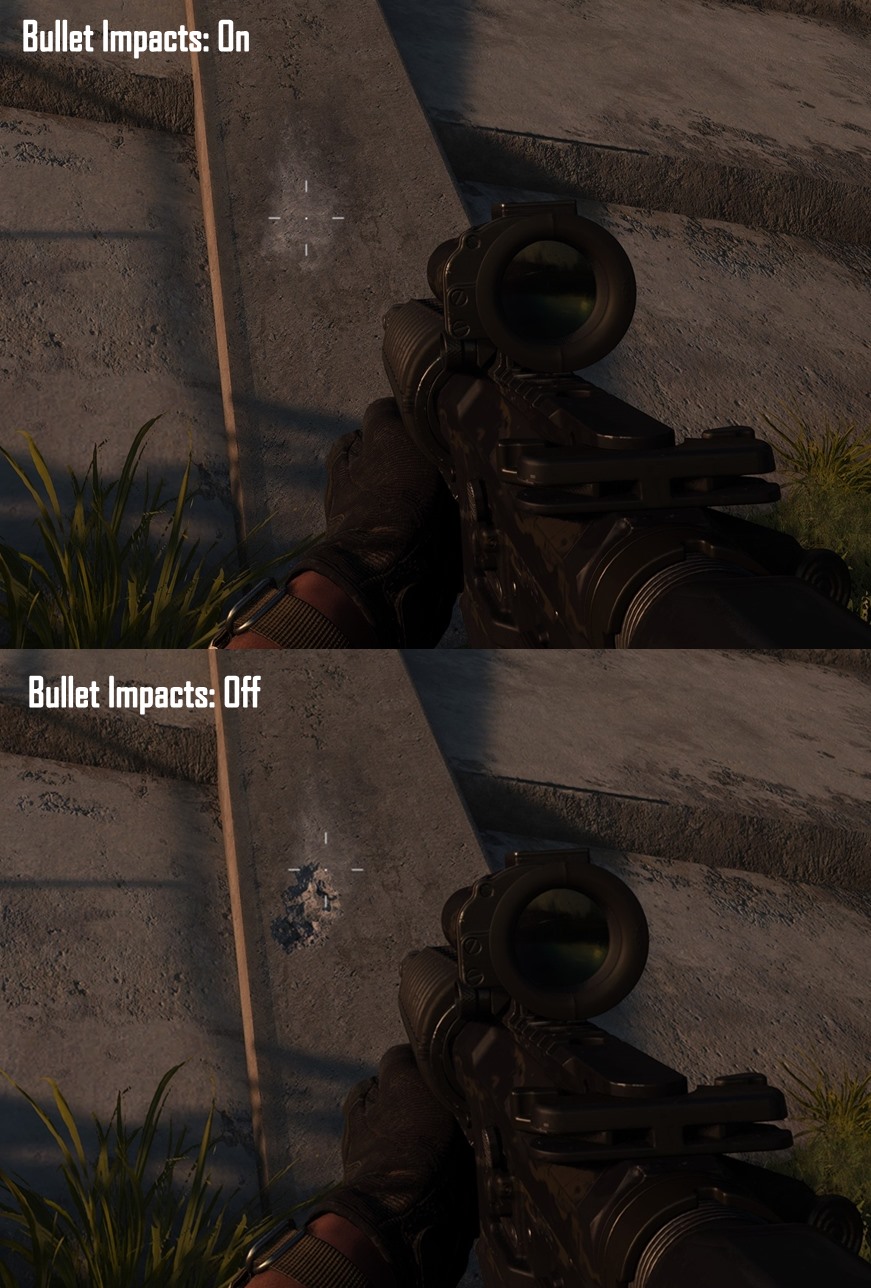 Comparison between Bullet Impact Settings - Call of Duty Modern Warfare 2
