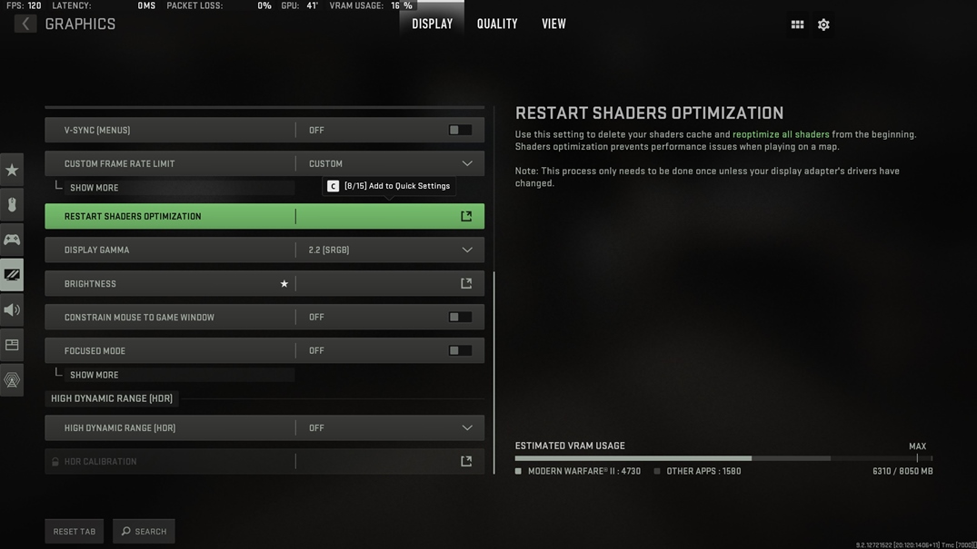 How to Restart Shaders Optimization in COD MW2 2022