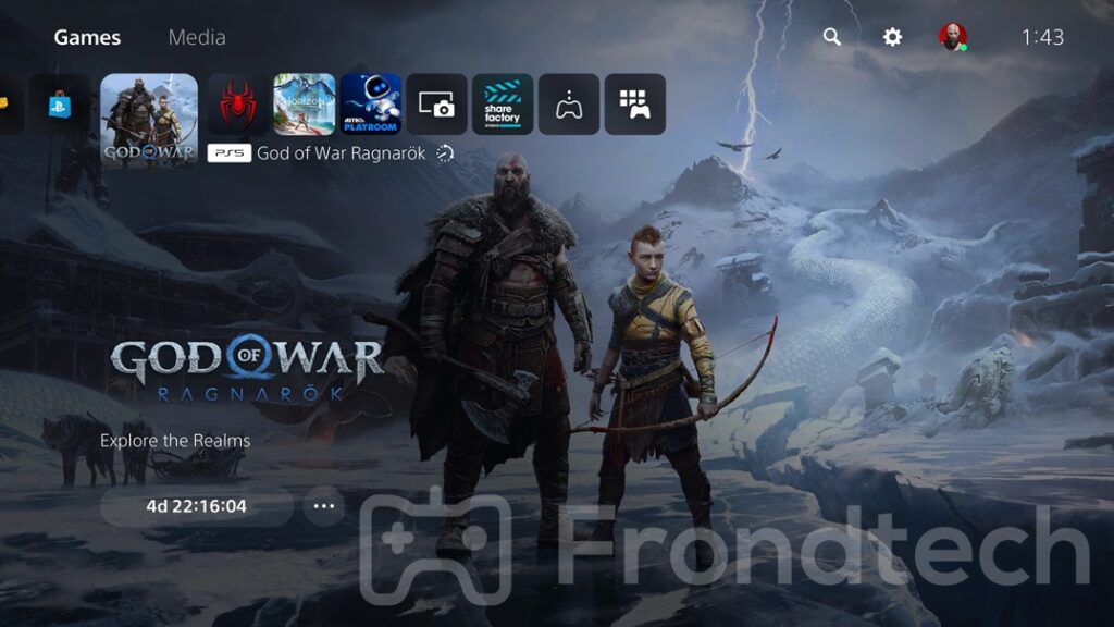 Screenshot showing the God of War Ragnarok page on PS5