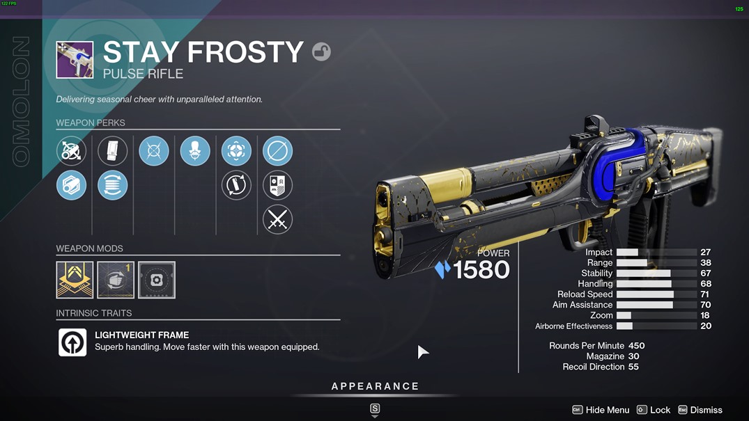 Stay Frosty God Roll - Destiny 2