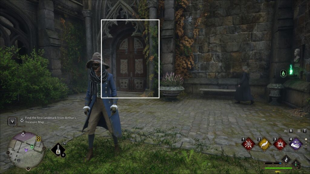 Go through this door to find the first landmark of Arthur's Treasure Map