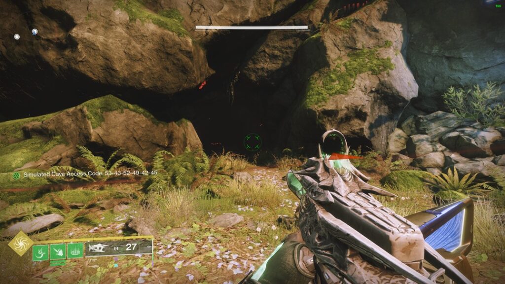 The cave where you will find the Vexcalibur Quest in Destiny 2