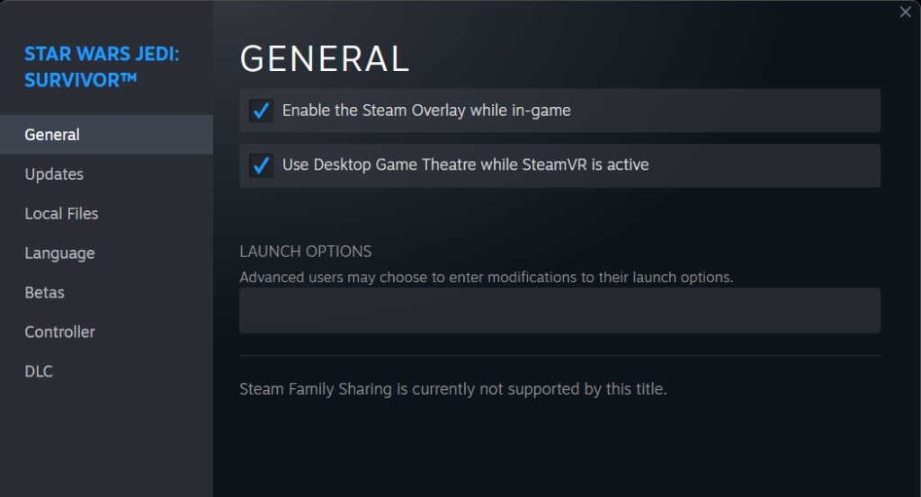 How to disable Steam Overlay for Star Wars Jedi Survivor