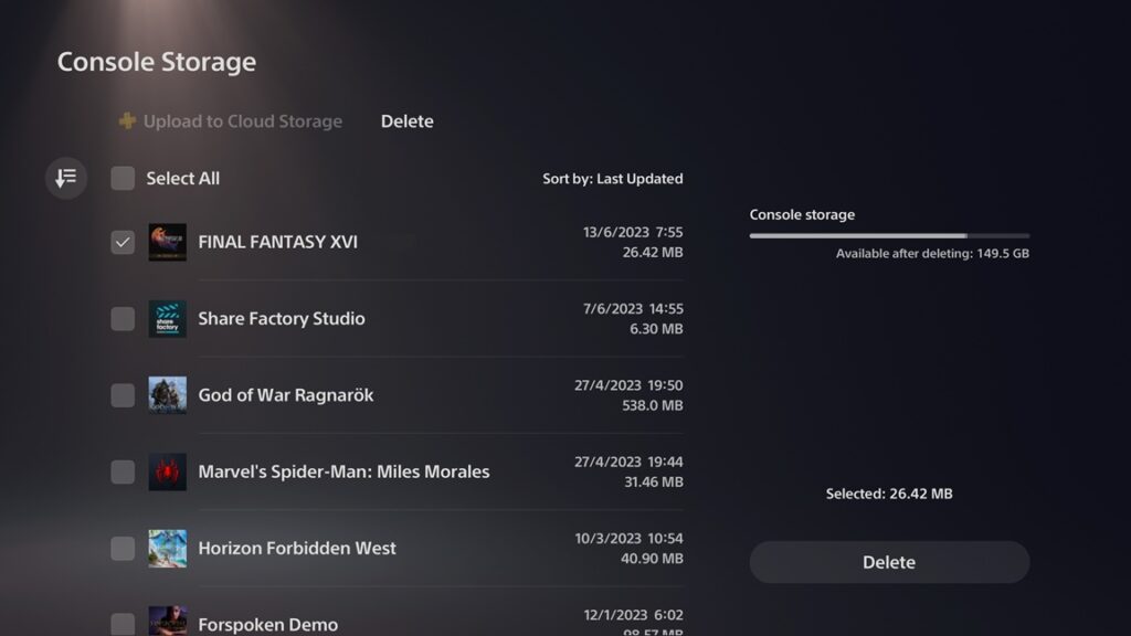 How to delete FF16 Data on PS5