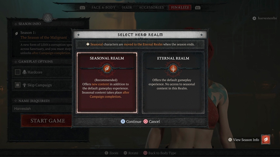 Step 3 of how to Start Seasonal Realm in Diablo 4