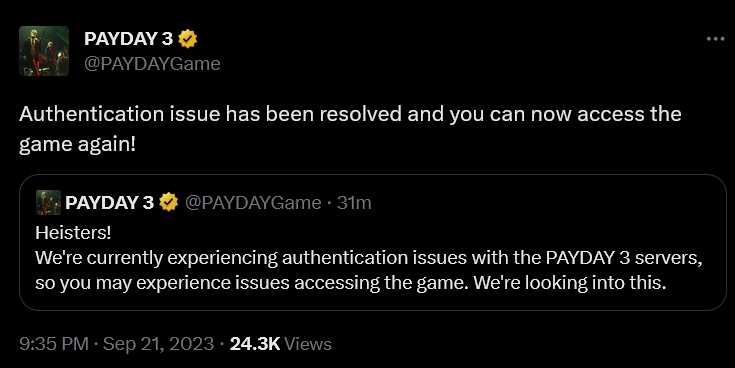 How to check Payday 3 server status